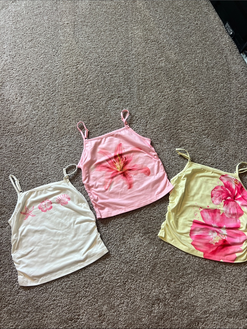 NWOT Floral Summer Cami Tank Tops - Pink, Yellow, White girls size 12